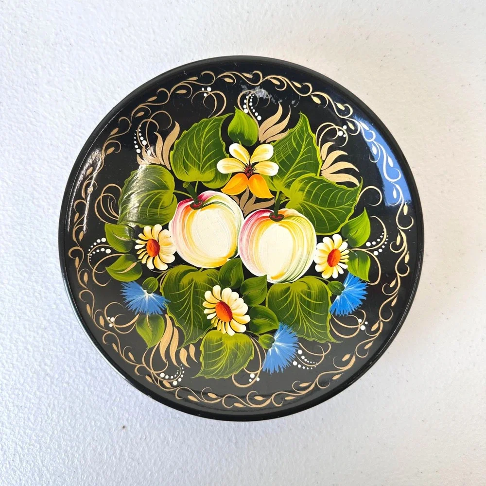 Vintage‎ Russian Zhostovo Plate Wall Decor Handpainted Floral Folk Art
